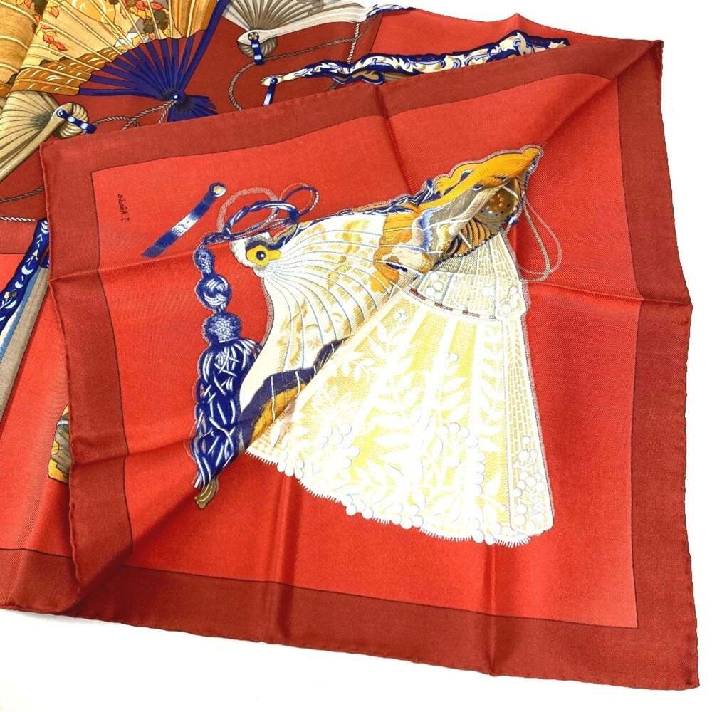 HERMES Red Silk Scarf - Picture 11 of 13